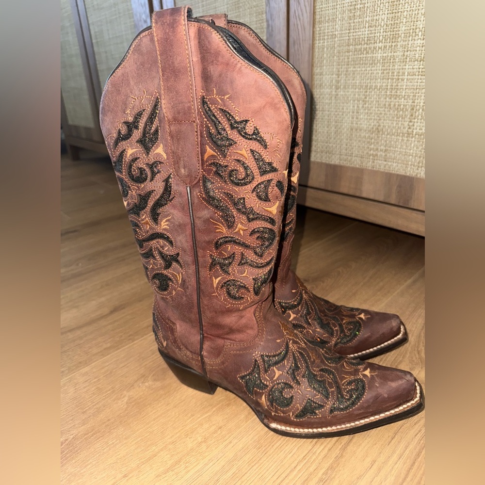 JB Dillion Brown Sparkle Cowgirl Boots
